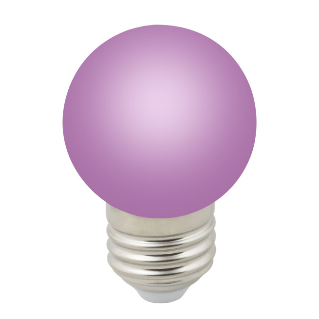LED-G45-1W/PURPLE/E27/FR/С Лампа декоративная светодиодная. Форма "шар", матовая. Цвет фиолетовый.