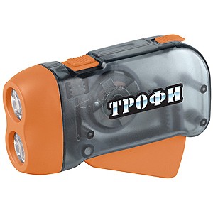 ТРОФИ фонарь ручной TD2 (э/динамич, 2xL1131) 2св/д, серый/пластик, ремень
