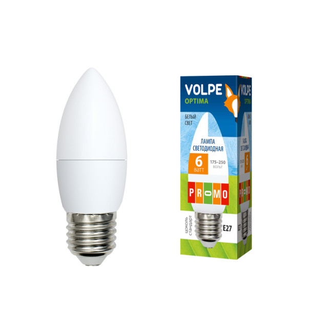 Volpe лампа светодиодная LED-C37-8W/DW/E27/FR/O